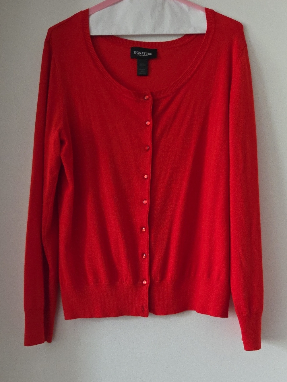 Ashley Stewart Bright Red Crewneck Button Cardigan